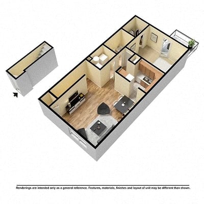 Floor Plan  One bedroom open kitchen available