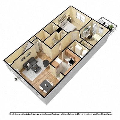 Floor Plan  Two bedroom, open kitchen 3
