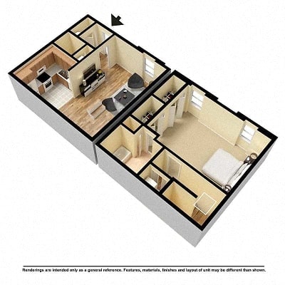 Floor Plan  One bedroom townhome