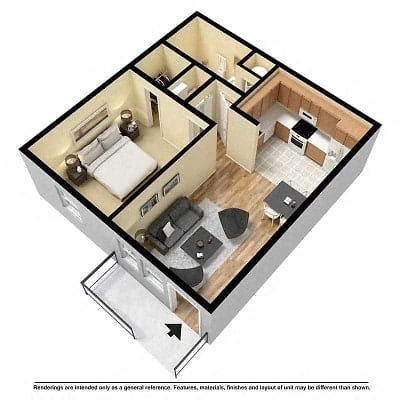Floor Plan  One bedroom apartment with garage available