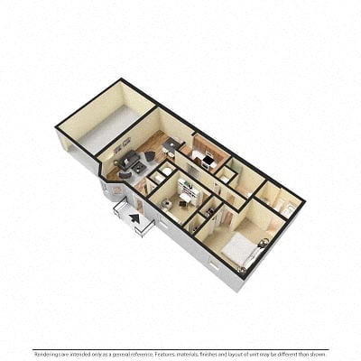 Floor Plan  2 bedroom 2 bath – Garden with attached garage