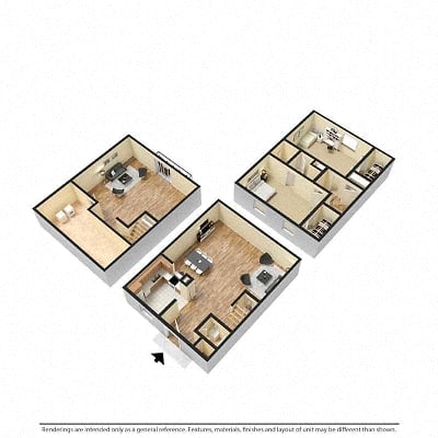Floor Plan  large three bedroom townhomes in Lancaster