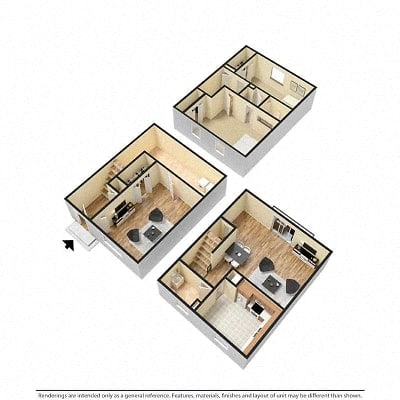 Floor Plan  large three bedroom townhomes available