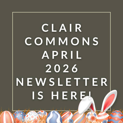 a yellow background with text that reads clair commons january 2024 newsletter is here