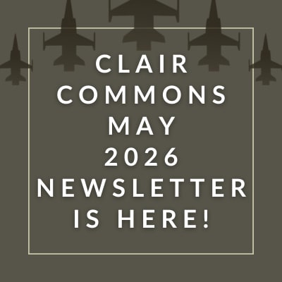 a gold background with the words clair commons february 2024 newsletter is here