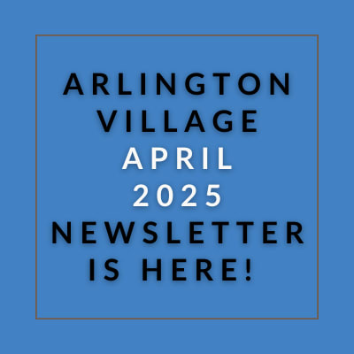 a blue background with the words arlington village october 23 newspaper is here