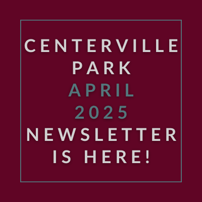 a sign that says centerville park january 2024 is here