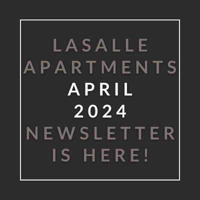 a red background with white text that reads lasalle apartments july 23 2020 newsletter is here
