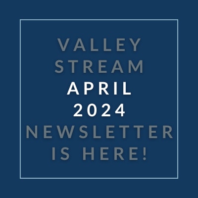 a grey background with a white border and the words valley stream june 23 newspaper is here