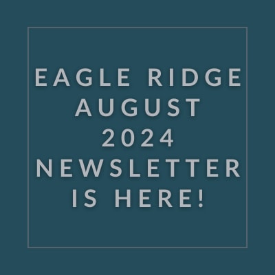 a red background with white text that says eagle ridge apartments april 23 2020 newsletter is here