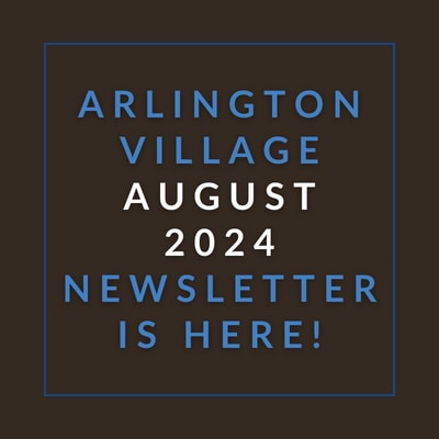 a blue background with the words arlington village april 23 newspaper is here