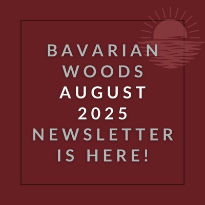 a red background with the words bavarian woods august 23 newspaper is here