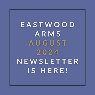 a blue background with the words eastwood arms apartments march 23 2020 newsletter is here