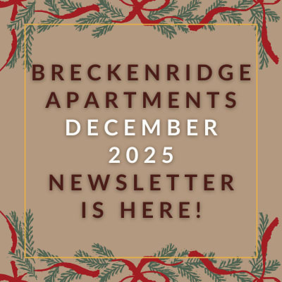 A newsletter cover for Breckenridge Apartments for December 2025.