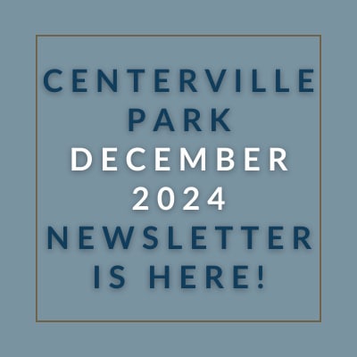a brown background with a blue border and the words centerville park may 23 23 newspaper is