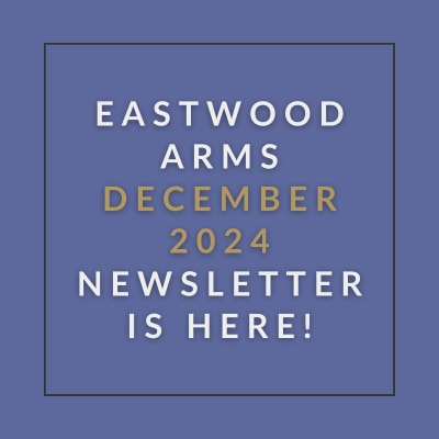 a blue background with the words eastwood arms apartments march 23 2020 newsletter is here