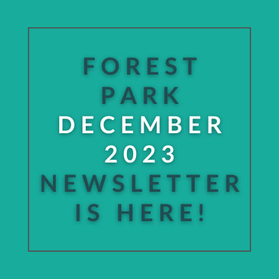 a green background with the words forest park december 2323newsletter is here