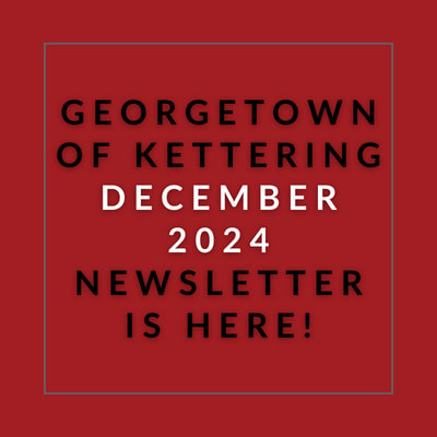 a gray background with a red border and the words georgetown of kettling april