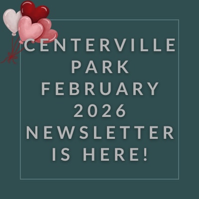 a brown background with a blue border and the words centerville park may 23 23 newspaper is