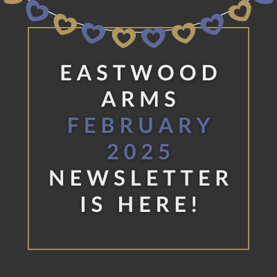 a blue background with the words eastwood arms apartments november 23 23 2020
