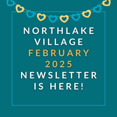 a yellow background with the words northeast village january 2024 newsletter is here