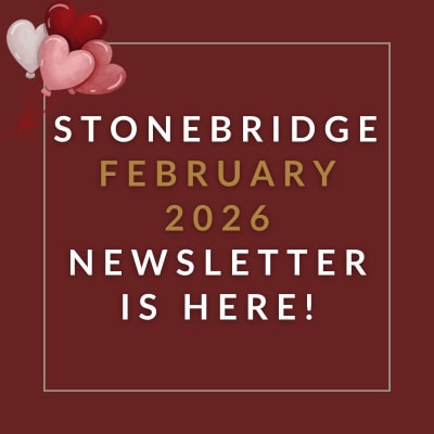 a red background with gold text that readsstonebridge apartment homes april 22 23 newsletter is