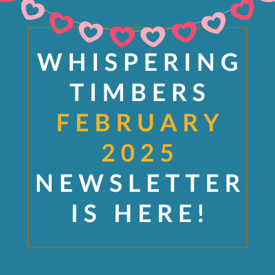 a yellow background with the text whispering timbers march 2024 newsletter is here