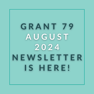 a blue background with the words grain 79 august 2024 new settler is here