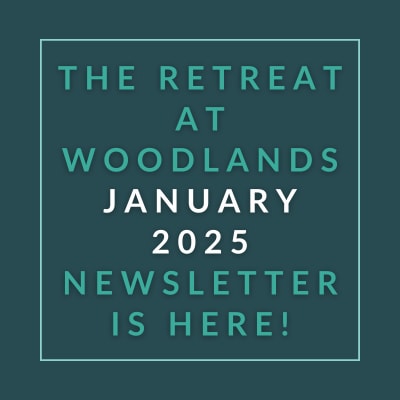 The image announces the availability of the Woodlands January 2025 newsletter.