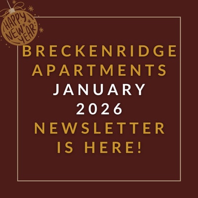 a red background with a white border and the words breakout apartments april 23 newsletter is here