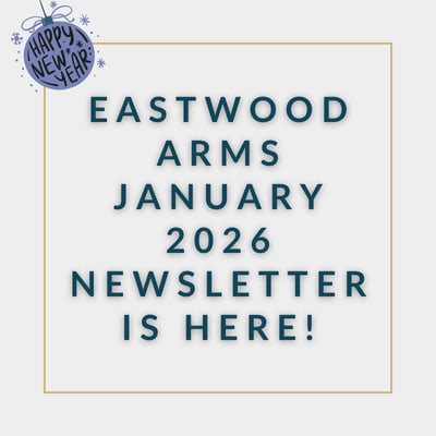 a blue background with the words eastwood arms apartments november 23 23 2020