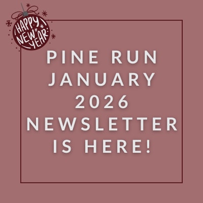 a pine run sign with the words pine run april 23 newsletter is here