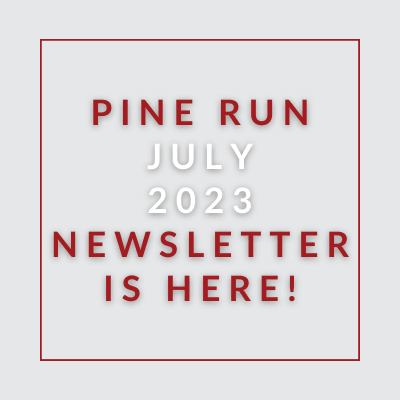 a pine run sign with the words pine run newspaper is here