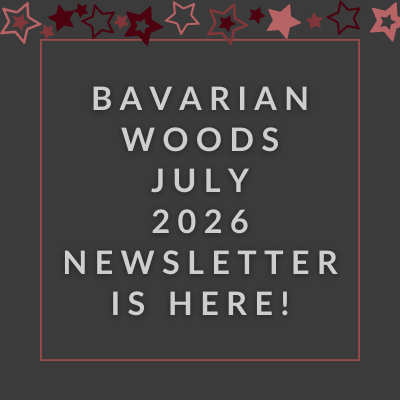 The image announces the availability of the Bavarian Woods February 2025 newsletter.
