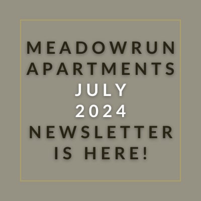 a sign that says apartments july 2024 newsletter is here