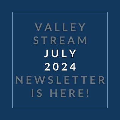 a grey background with a white border and the words valley stream september 23 newspaper is