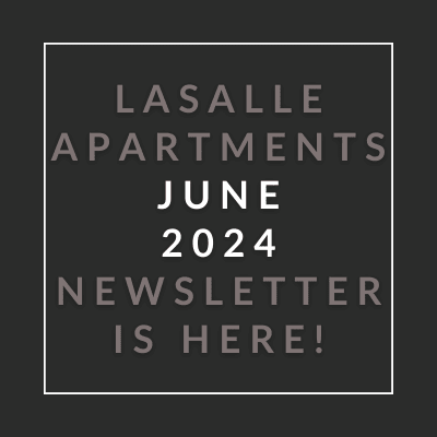 a red background with white text that reads lasalle apartments july 23 2020 newsletter is here