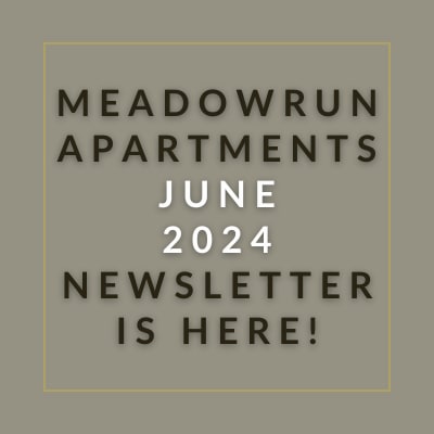 a sign that says apartments june 2024 newsletter is here