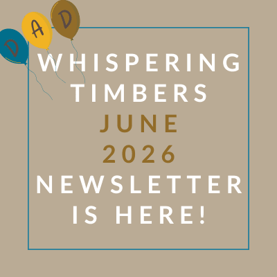 a yellow background with the text whispering timbers april 2024 is here
