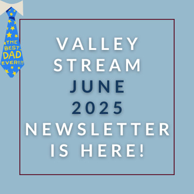 a white box with the words valley stream april 2024 newspaper is here