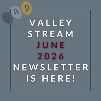 a white box with the words valley stream april 2024 newspaper is here