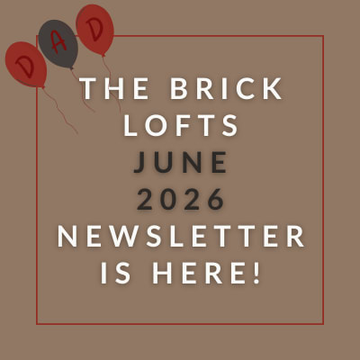 The image announces the availability of The Brick Lofts February 2025 newsletter.