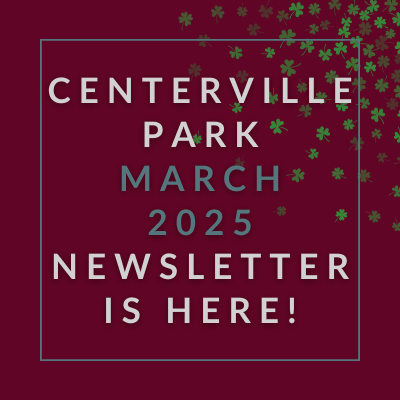 a sign that says centerville park december 2024 is here