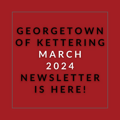 a red background with the words georgetown ofkettering march 2024 newspaper is here