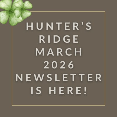a white frame on a grey background with the text hunters ridge january 2024