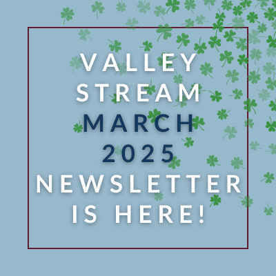 a white box with the words valley stream april 2024 newspaper is here