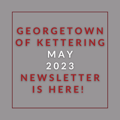 a red rectangle with a red border and the words georgetown of kettling may 23