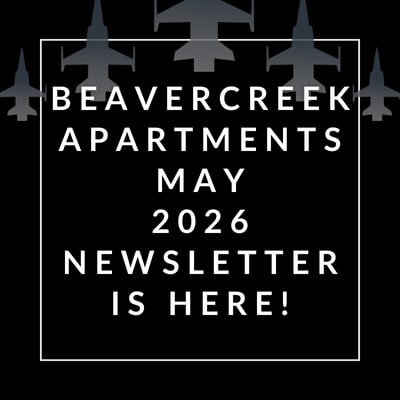 A black and white image announcing the Beavercreek Apartments December 2024 newsletter.