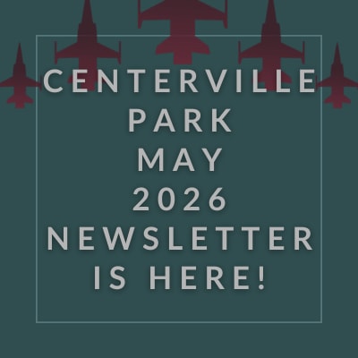 a sign that says centerville park january 2024 is here
