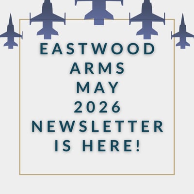 a blue background with the words eastwood arms february 2024 newsletter is here